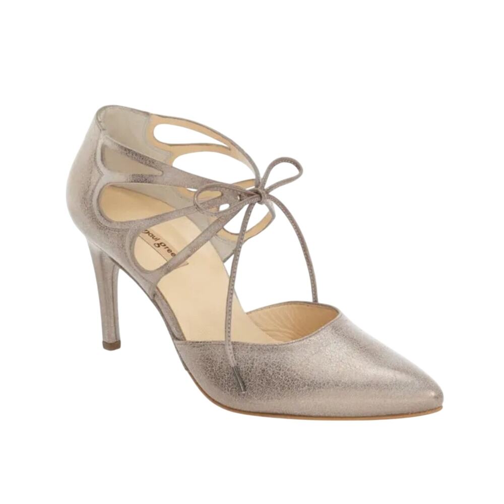 Paul Green Justine Ghille Muted Crackled Metallic Heels 8